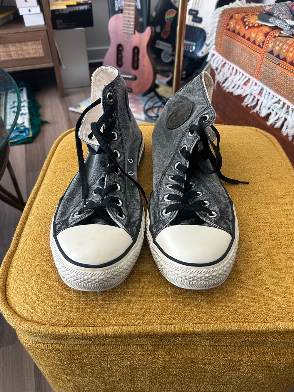 Converse High Top Sneakers in Gray and Black